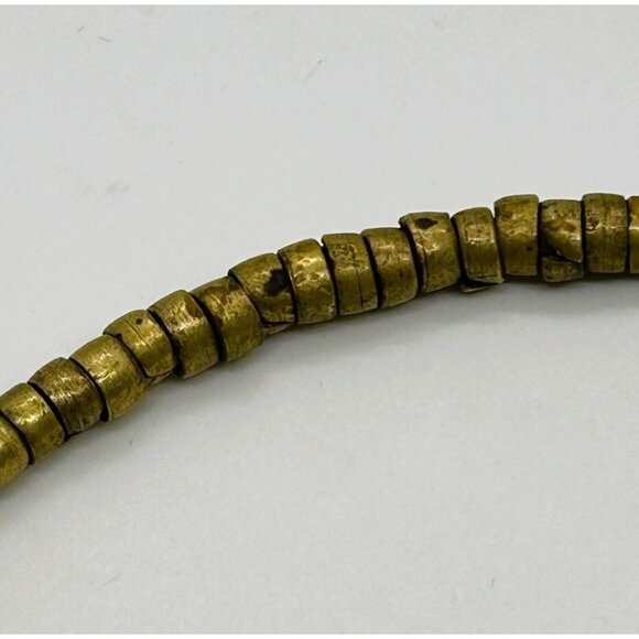 Ethnic Tribal Necklace with Bloodstone Jasper Pendant Brass Setting and Beads - Picture 13 of 15